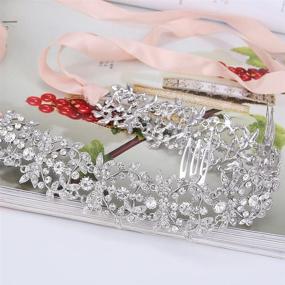 img 3 attached to 💎 EVER FAITH Austrian Crystal Hair Band: Elegant Floral Leaf Ribbon Heart Shape Design with Combs Clear