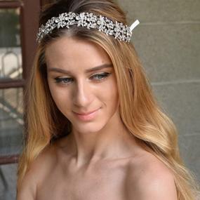 img 4 attached to 💎 EVER FAITH Austrian Crystal Hair Band: Elegant Floral Leaf Ribbon Heart Shape Design with Combs Clear