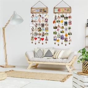 img 2 attached to 🖼️ Multi-Picture Collage Photo Display Board with Frame, 30 Clips, and 6 Pushpins - Wall Decor Organizer for Room Christmas Decorations - Carbonized Black Wood Cork Bulletin Board