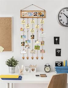 img 1 attached to 🖼️ Multi-Picture Collage Photo Display Board with Frame, 30 Clips, and 6 Pushpins - Wall Decor Organizer for Room Christmas Decorations - Carbonized Black Wood Cork Bulletin Board