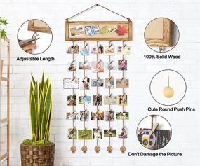 img 3 attached to 🖼️ Multi-Picture Collage Photo Display Board with Frame, 30 Clips, and 6 Pushpins - Wall Decor Organizer for Room Christmas Decorations - Carbonized Black Wood Cork Bulletin Board