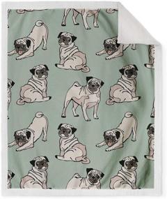 img 3 attached to 🐶 Jekeno Cartoon Pug Dog Sherpa Blanket - Soft and Cozy Print for Kids, Babies, Sofa, Chair, Bed, Office, Travels, Camping - 50"x60