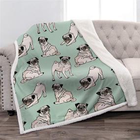 img 4 attached to 🐶 Jekeno Cartoon Pug Dog Sherpa Blanket - Soft and Cozy Print for Kids, Babies, Sofa, Chair, Bed, Office, Travels, Camping - 50"x60