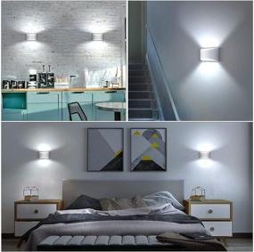 img 2 attached to 💡 12W Dimmable LED Wall Sconces - Modern Indoor Lighting Fixture for Bedroom, Living Room, Hallway - White Aluminum Up Down Wall Lamps - Cool White