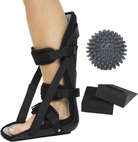 img 4 attached to Advanced Plantar Fasciitis Night Splint with Trigger Point Spike - Stabilizer Brace Alleviates Inflammation - Foot Support Boot with Adjustable Hook and Loop Straps for Achilles Pain Relief