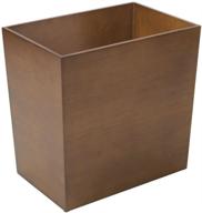 bamboo veneer small wood trash can for bathrooms, kitchens, home offices - mdesign rectangular narrow wastebasket logo