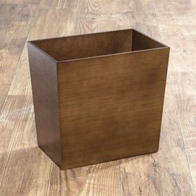 img 3 attached to Bamboo Veneer Small Wood Trash Can for Bathrooms, Kitchens, Home Offices - mDesign Rectangular Narrow Wastebasket