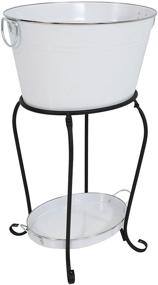 img 4 attached to 🍾 Sunnydaze Large Ice Bucket Beverage Holder: Perfect White Finish for Parties, Holds Beer, Wine, Champagne, and More, with Stand and Tray