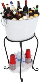 img 1 attached to 🍾 Sunnydaze Large Ice Bucket Beverage Holder: Perfect White Finish for Parties, Holds Beer, Wine, Champagne, and More, with Stand and Tray