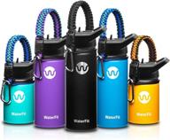 🧃 waterfit vacuum insulated stainless steel water bottle - leak proof bpa free sports wide mouth bottle - travel straw lid - 12oz 16oz 20oz - 5 color options with paracord handle логотип