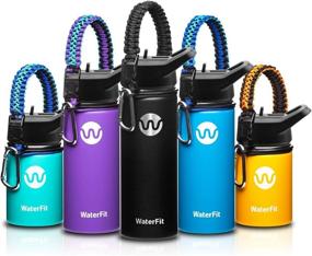 img 4 attached to 🧃 WaterFit Vacuum Insulated Stainless Steel Water Bottle - Leak Proof BPA Free Sports Wide Mouth Bottle - Travel Straw Lid - 12oz 16oz 20oz - 5 Color Options with Paracord Handle