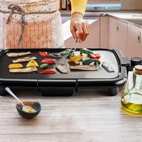 img 1 attached to Ovente Electric Indoor Kitchen Griddle: Nonstick Cast Iron Plate, Temperature Control, Oil Drip Tray - Perfect for Pancake & Breakfast Cooking (GD1610B)