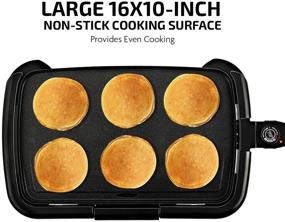 img 3 attached to Ovente Electric Indoor Kitchen Griddle: Nonstick Cast Iron Plate, Temperature Control, Oil Drip Tray - Perfect for Pancake & Breakfast Cooking (GD1610B)