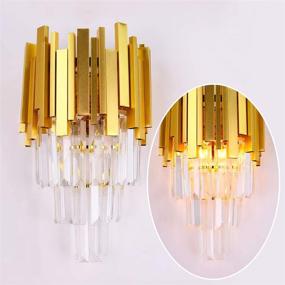 img 4 attached to 💎 Enhance Your Space with the Elegant Crystal Wall Sconce Lighting – 3 Tiers Crystal Wall Lamp, Modern Fixture for Bedroom, Bathroom, Living Room, Hallway, Staircase – 2X E12, Gold Finish