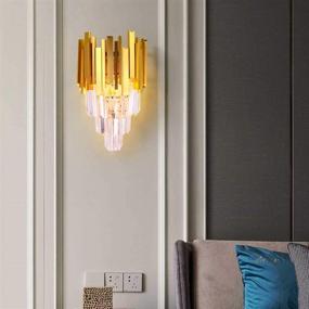 img 2 attached to 💎 Enhance Your Space with the Elegant Crystal Wall Sconce Lighting – 3 Tiers Crystal Wall Lamp, Modern Fixture for Bedroom, Bathroom, Living Room, Hallway, Staircase – 2X E12, Gold Finish