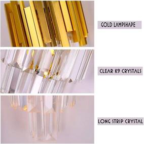 img 1 attached to 💎 Enhance Your Space with the Elegant Crystal Wall Sconce Lighting – 3 Tiers Crystal Wall Lamp, Modern Fixture for Bedroom, Bathroom, Living Room, Hallway, Staircase – 2X E12, Gold Finish