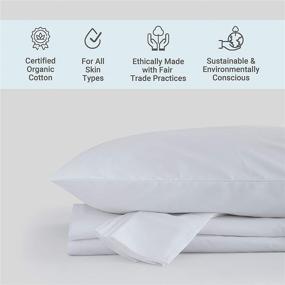 img 2 attached to 🌿 Premium 100% Organic Cotton Queen White Sheet Set | Breathable Percale Weave | 4 Piece, 300 Thread Count | GOTS Certified | Crisp Cool Luxury Finish | Fits Upto 17" Deep Pocket Mattress | Sustainable Comfort