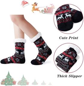 img 1 attached to 🎄 Kids' Christmas Slipper Socks for Boys and Girls - Novelty Non-Slip Xmas Sweater Stockings with Warm Fleece Lining (Size 5-9T)