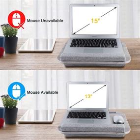 img 1 attached to Lap Desk for Home and Office - Kavalan Portable Laptop Lap Desk with Pillow Cushion and Tablet/Phone/Gadget Holder Slot, Wrist Pad - Suitable for Bed, Couch, Sofa - Fits 15.6 inch Laptop - White Oak