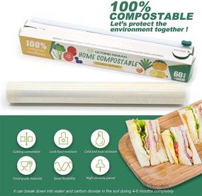 img 2 attached to 🌱 ASTM 6400 Certified Compostable Cling Wrap - 194 Sq Ft Eco Friendly Wrap with Slide Cutter, Reduce Carbon Footprint & Protect Earth