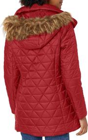 img 1 attached to 🧥 Stylish and Warm: Marc New York by Andrew Marc Women's Chevron Quilted Down Jacket with Removable Faux Fur Hood