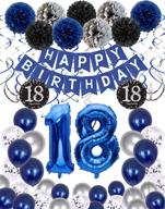 🎉 blue and silver 18th birthday party decorations for boys and girls, happy birthday banner balloon letters, party decor for men, birthday balloons, birthday ballons logo