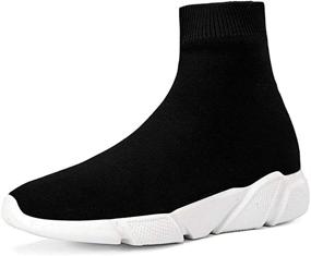 img 4 attached to 👢 Stylish Black Ankle Boots for Women - Comfy Sock Sneakers, Athletic Walking & Running Shoes with Soft Breathable Design, Elastic Lightweight Platform Sole