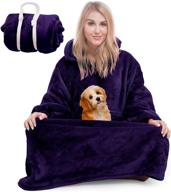 🧥 cozy purple blanket sweatshirt hoodie: super warm and oversized wearable blanket with giant sleeves and pocket logo