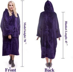 img 3 attached to 🧥 Cozy Purple Blanket Sweatshirt Hoodie: Super Warm and Oversized Wearable Blanket with Giant Sleeves and Pocket