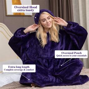 img 1 attached to 🧥 Cozy Purple Blanket Sweatshirt Hoodie: Super Warm and Oversized Wearable Blanket with Giant Sleeves and Pocket