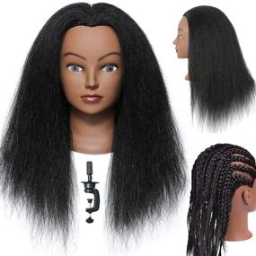 img 4 attached to 14 inch Mannequin Head with Human Hair for Salon Training: Real Hair Manikin for Styling, Braiding & Hairdresser Practice