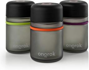 img 4 attached to Airtight Glass Storage Jar Set by ONGROK - 180ml, 3 Pack 🔒 of Color-Coded UV Herb Jars with Child Resistant Lid for Safely Stashing Goods