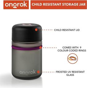 img 2 attached to Airtight Glass Storage Jar Set by ONGROK - 180ml, 3 Pack 🔒 of Color-Coded UV Herb Jars with Child Resistant Lid for Safely Stashing Goods