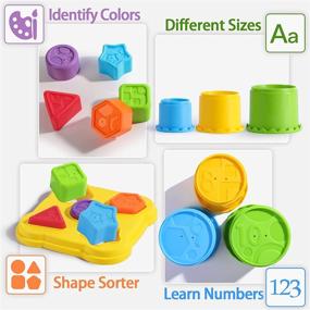 img 2 attached to 🔢 iPlay, iLearn Baby Stacking Toys, Toddler Nesting Stack Cups, Infant Stackable Block, Kids Sorting Game with Shape Sorter for Sand Bath, Birthday Gifts for 12 Months, 18 Months, 24 Months, 1 Year, 2 Years, 3 Year Old Boys, Girls - Improved SEO-friendly Product Name