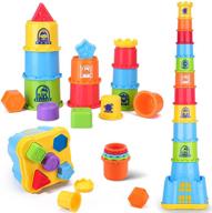 🔢 iplay, ilearn baby stacking toys, toddler nesting stack cups, infant stackable block, kids sorting game with shape sorter for sand bath, birthday gifts for 12 months, 18 months, 24 months, 1 year, 2 years, 3 year old boys, girls - improved seo-friendly product name logo