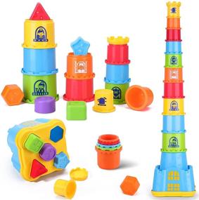 img 4 attached to 🔢 iPlay, iLearn Baby Stacking Toys, Toddler Nesting Stack Cups, Infant Stackable Block, Kids Sorting Game with Shape Sorter for Sand Bath, Birthday Gifts for 12 Months, 18 Months, 24 Months, 1 Year, 2 Years, 3 Year Old Boys, Girls - Improved SEO-friendly Product Name