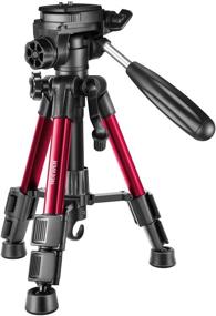 img 4 attached to Новый Mini Travel Tabletop Camera Tripod от Neewer - Легкий и портативный алюминиевый штатив длиной 24 дюйма / 62 сантиметра с трехосевой 📷 головкой поворота для цифровых зеркальных камер, смартфонов, видеокамер DV - Поддержка до 6,6 фунтов / 3 килограмм - T210 Красный.