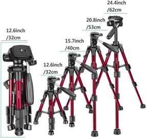 img 2 attached to Новый Mini Travel Tabletop Camera Tripod от Neewer - Легкий и портативный алюминиевый штатив длиной 24 дюйма / 62 сантиметра с трехосевой 📷 головкой поворота для цифровых зеркальных камер, смартфонов, видеокамер DV - Поддержка до 6,6 фунтов / 3 килограмм - T210 Красный.