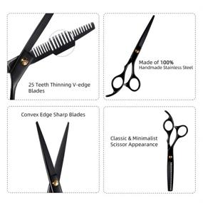 img 1 attached to 💇 9-Piece Hair Cutting Scissors Set: RUEOO Professional Haircut Shears Kit with Stainless Steel Cutting Scissors & Thinning Scissor, Ideal Black Hair Shears Set for Barber and Home Use