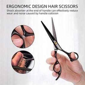 img 3 attached to 💇 9-Piece Hair Cutting Scissors Set: RUEOO Professional Haircut Shears Kit with Stainless Steel Cutting Scissors & Thinning Scissor, Ideal Black Hair Shears Set for Barber and Home Use