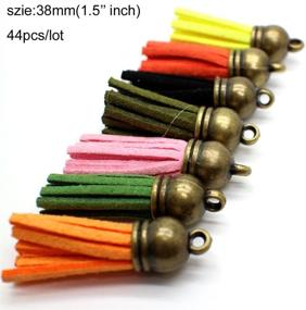 img 2 attached to Pamir Tong 44pcs 38mm(1.5'') Multi-Colors Suede Leather Tassel with Bronze Caps: Trendy Accessories for Phone/Bag/Earrings/DIY Charms - GD44ST02 (Bronze)