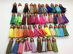 img 3 attached to Pamir Tong 44pcs 38mm(1.5'') Multi-Colors Suede Leather Tassel with Bronze Caps: Trendy Accessories for Phone/Bag/Earrings/DIY Charms - GD44ST02 (Bronze)