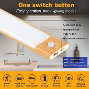 img 3 attached to 🔦 Enhanced Safety and Convenience: 40LED Motion Sensor USB Rechargeable Battery LED Under Cabinet Lights for Kitchen Closet Wardrobe Bedroom - 9.2inch