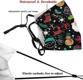 img 1 attached to 🎄 Tequfe Christmas Face Mask: Washable, Reusable Bandanas with Adjustable Earloops for Men and Women - Includes 2 Filters