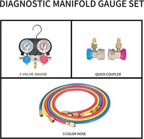 img 1 attached to Advanced Aain LX14 R134 Diagnostic A/C Manifold Gauge Kit: High-quality HVAC Gauge Set with 5FT Hose for R134A, R404A, R407 Refrigerants