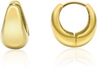 👸 stylish and hypoallergenic small dome chunky hoop earrings for women and girls - 18k real gold plated logo