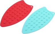 🔥 beautyflier pack of 2 assorted color heat-resistant silicone mat rest pad: perfect for ironing board steam compact iron - protect your surfaces and enhance ironing efficiency! logo