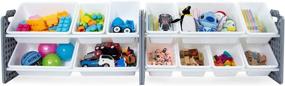 img 1 attached to Gray UNiPLAY Toy Organizer: Multi-Bin Storage Solution with 12 Removable Bins for Books, Building Blocks, School Supplies, and Toys, Complete with Baseplate Board Frame