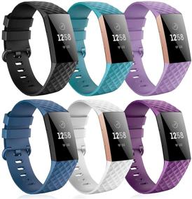 img 4 attached to FITA 6 Pack Спортивные браслеты - Совместимы с Fitbit Charge 4 / Charge 3 🏋️ / Charge 3 SE, Водонепроницаемые силиконовые ремешки для часов - Запасные браслеты для запястья для женщин и мужчин