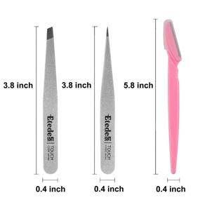 img 2 attached to 💅 Premium Precision Eyebrow Tweezers in Shiny Silver Paint- Professional Stainless Steel Slant Tip Tweezers Set for Women- Includes 1 Slant & 1 Pointed Tweezer